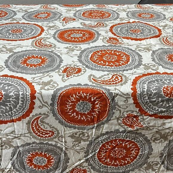 Threshold Duvet Cover Full Queen Boho Medallion Orange Gray Paisley - Picture 2 of 8